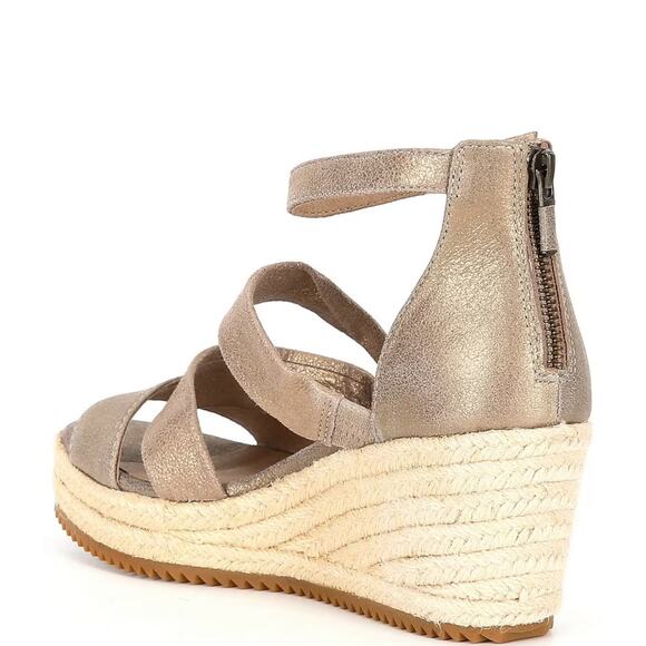 Eileen Fisher Wisp Metallic Suede Espadrille Weage Sandals size 8.5 - Picture 2 of 12